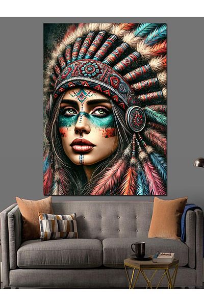 Tablomega Femeie indiana și decorațiuni tradiționale Pânză decorativă - Lemn MDF Pictură