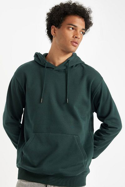 DeFacto Μαλακό πουπουλένιο φούτερ Basic Hooded - Kangaroo Pocket, Regular Fit X8283az24au