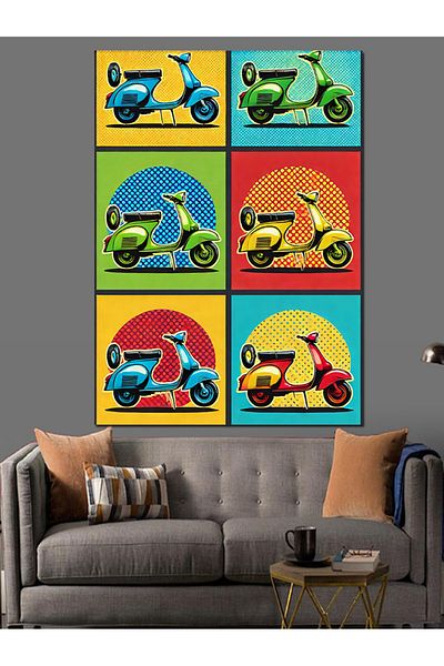 Tablomega Colorful Motorcycle Poster Decorative Canvas - Mdf Wooden Painting