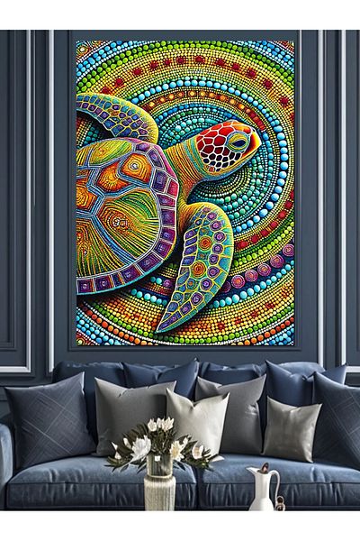 Tablomega Colorful Turtle and Hot Motifs Decorative Canvas - Mdf Wooden Painting