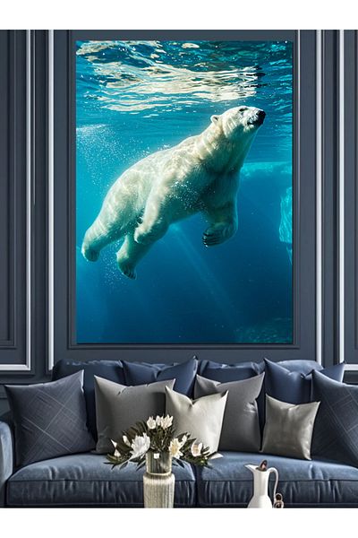 Tablomega Floating Polar Bear Decorative Canvas - Mdf Wooden Painting