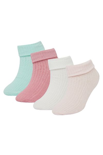DeFacto Baby Girl Seamless 4-Piece Cotton Long Socks C9092A5Ns