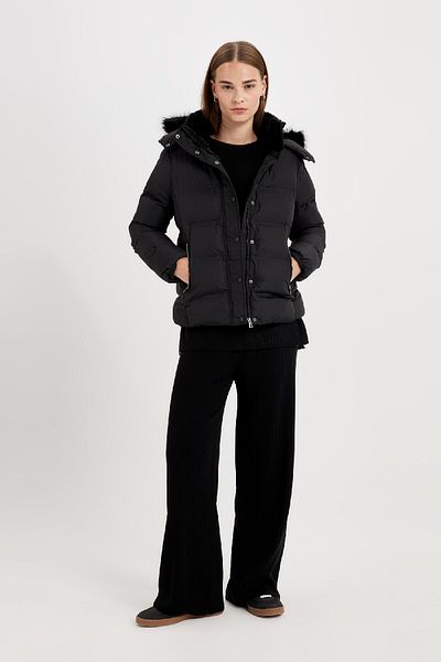 DeFacto Hooded Zipper Puffer Coat - with Pockets, Water Repellent C9523Ax24Wn