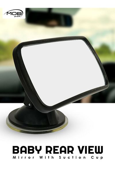 Mob Baby Rear View Mirror with Suction Cup, 125x63mm, 360° Adjustable | Wide View for Baby Safety