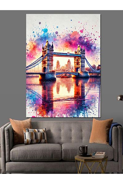 Tablomega Colorful Tower Bridge Decorative Canvas - Mdf Wooden Painting