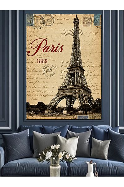 Tablomega Paris 1889 and Eiffel Tower Decorative Canvas - Mdf Wooden Painting