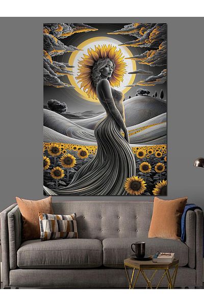 Tablomega Girl with Flower Hair Decorative Canvas - Mdf Wooden Painting