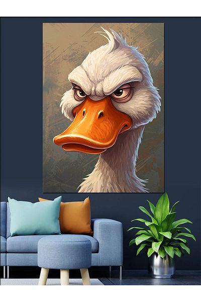 Tablomega Angry Goose Portrait Decorative Canvas - Mdf Wooden Painting
