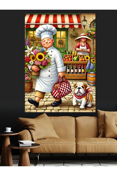 Tablomega Cook and French Bazaar Decorative Canvas - Mdf Wooden Painting