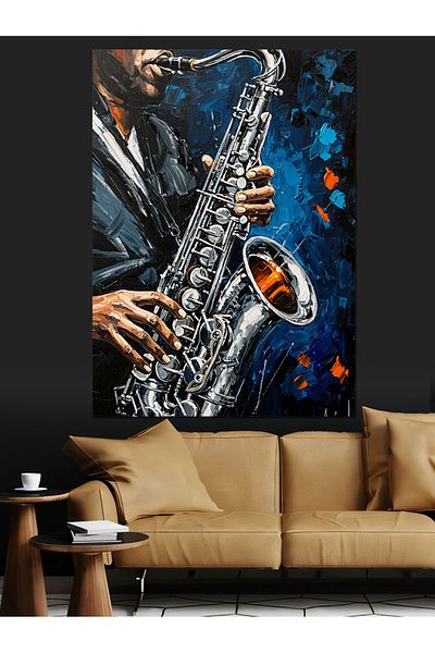 Tablomega Musician Playing Saxophone Decorative Canvas - Mdf Wood Art Print