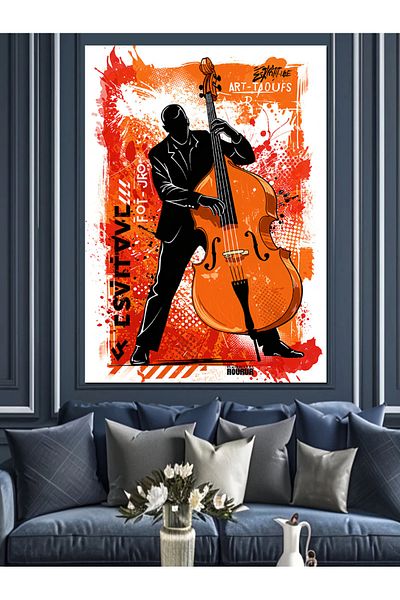 Tablomega Pânză decorativă Jazz Double Bass Performance - Lemn MDF