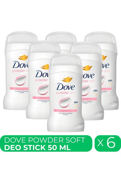 Dove Powder Soft, deodorant stick femei, 6 buc x 50 ml