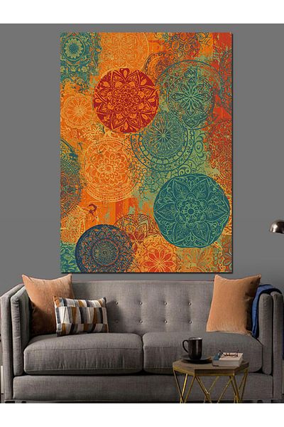 Tablomega Διακοσμητικός καμβάς με πολύχρωμο φόντο Paisley Pattern - Ξύλινος πίνακας MDF