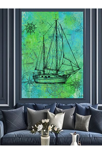 Tablomega Pânză decorativă cu tema navigației și marină - MDF Lemn