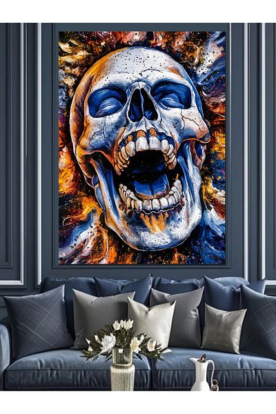 Tablomega Smiling Skull Decorative Canvas - Mdf Wooden Painting