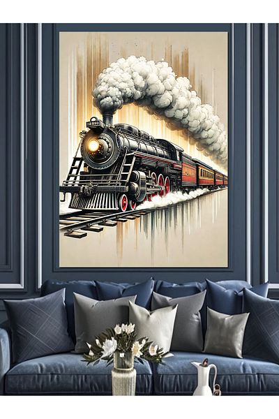 Tablomega Steam Train and Travel Decorative Canvas - Mdf Wooden Painting