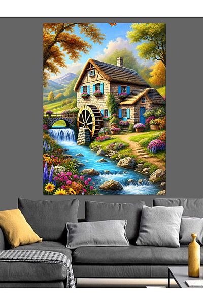 Tablomega Cottage by the Creek Decorative Canvas - Mdf Wooden Table