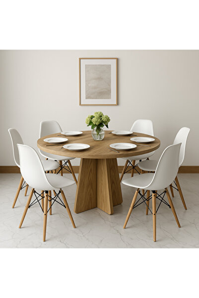 moka park avm Barberon yuvarlak modern dekoratif yemek masası mutfak masası