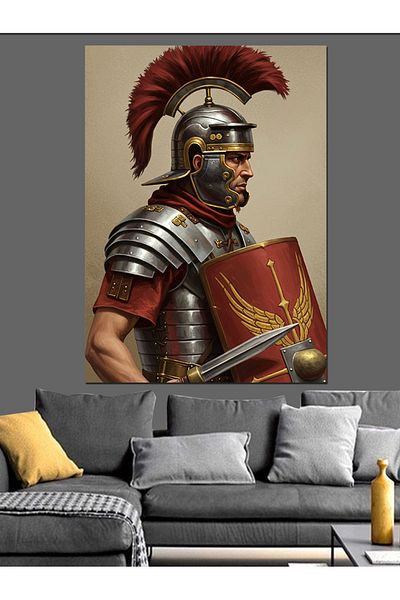 Tablomega Soldat Roman și Armura Roșie Pânză Decorativă - Lemn MDF