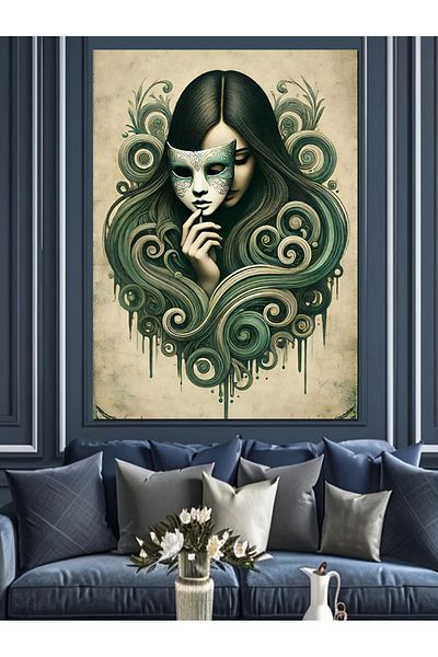 Tablomega Gothic Woman Portrait Decorative Canvas - Mdf Wooden Painting