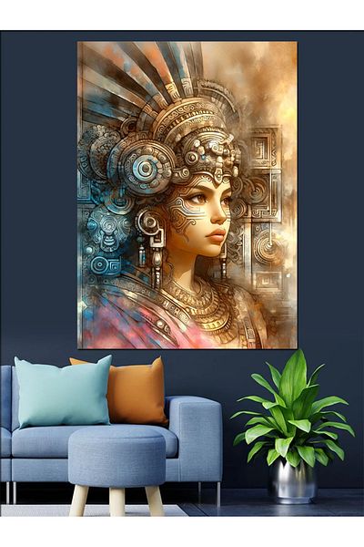 Tablomega Aztec Woman Decorative Canvas - Mdf Wooden Painting