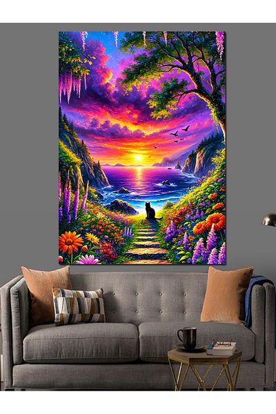 Tablomega Colorful Sunset and Nature Landscape Decorative Canvas - Mdf Wooden Painting