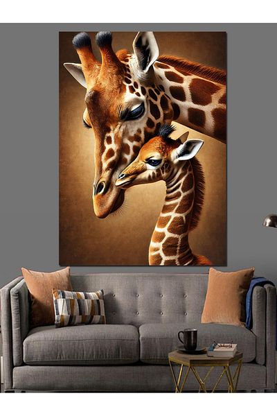 Tablomega Pereche de girafe și canvas decorativ Nature's Giraffe - MDF Wood Table