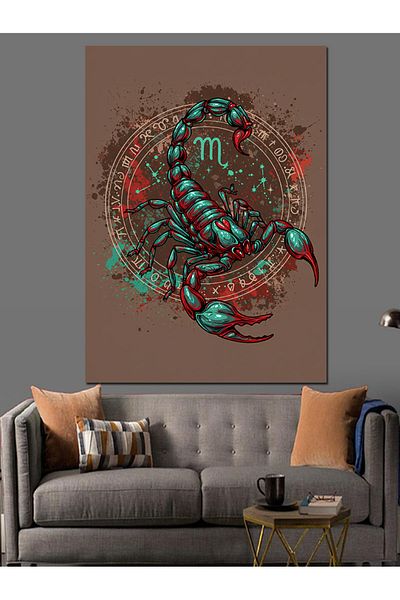 Tablomega Scorpio and Astrological Icons Decorative Canvas - Mdf Wooden Painting