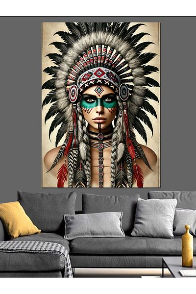 Tablomega Native American Woman Figure Decorative Canvas - Mdf Wooden Painting