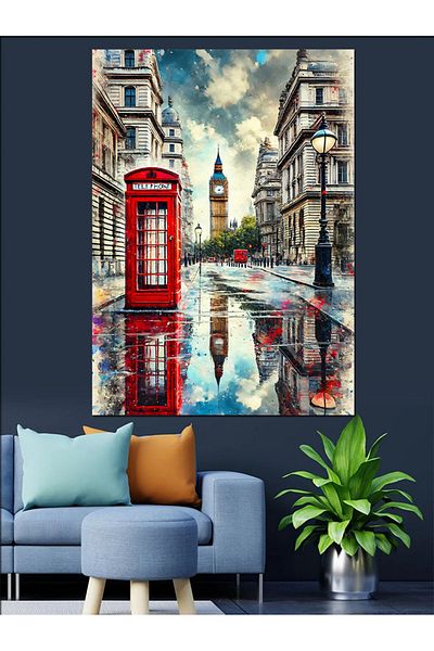 Tablomega Big Ben and London Streets Decorative Canvas - Mdf Wooden Painting