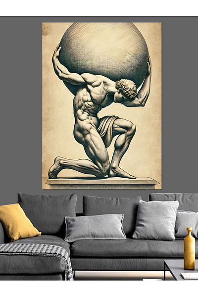 Tablomega Atlas and World Drawing Decorative Canvas - Mdf Wooden Painting