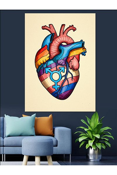 Tablomega Pânză decorativă cu inimă anatomică colorată - MDF Lemn