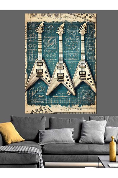 Tablomega Classic Electric Guitars Decorative Canvas - Mdf Wood Painting