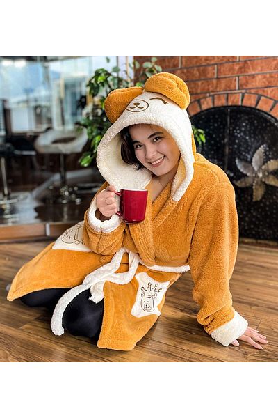 Pandamkee رداء حمام من القطيفة بغطاء للرأس للجنسين من Wellsoft