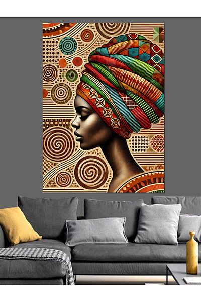 Tablomega Ethnic Profile Woman Decorative Canvas - Mdf Wooden Painting