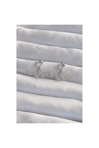 Skygo Brass Silver Color Zircon Stone Zigzag Earrings - Tj-Bkp9302