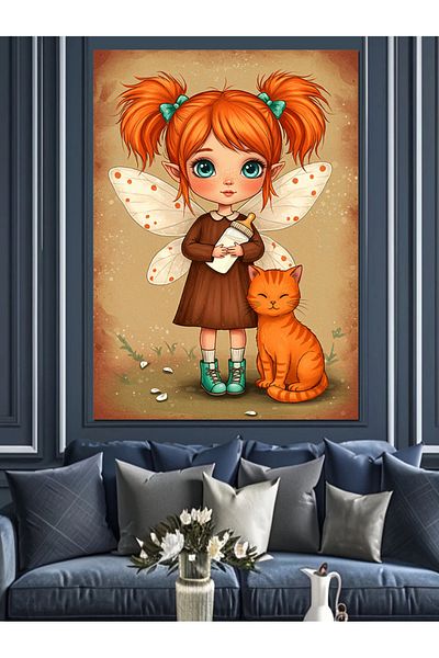 Tablomega Pânză decorativă Cat and Sweet Boy - MDF Lemn