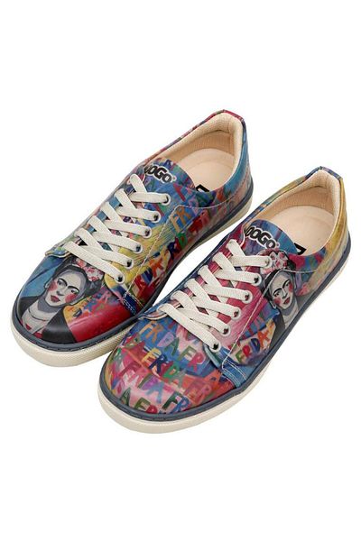 Dogo Women's Vegan Leather Multicolor Sneakers - Frida-Kahlo-In-Letters Design