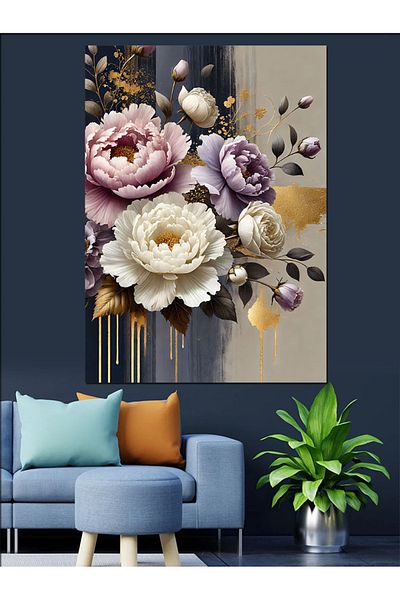 Tablomega Pânză decorativă cu aranjament floral pastel - Lemn MDF