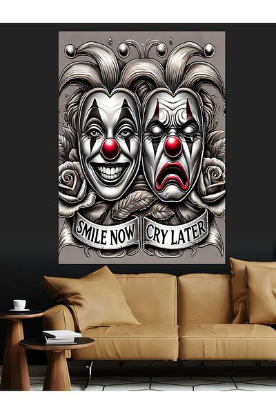 Tablomega Masks and Dramatic Expressions Decorative Canvas - Mdf Wooden Painting