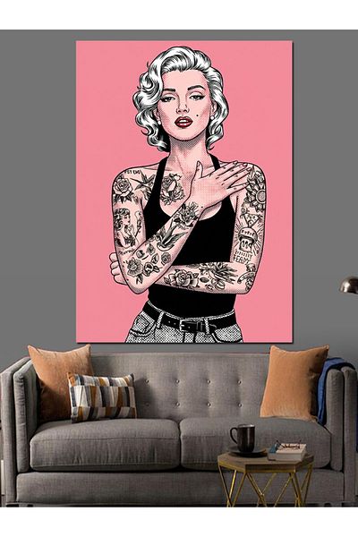 Tablomega Tattooed Woman Portrait Decorative Canvas - Mdf Wooden Painting