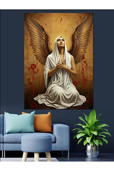 Tablomega Pânză decorativă cu desen de femeie cu aripi - Lemn MDF