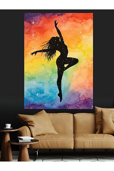 Tablomega Colorful Silhouette Dance Decorative Canvas - Mdf Wooden Table