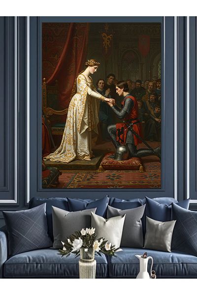 Tablomega Medieval Queen Crown Ceremony Decorative Canvas - Mdf Wooden Painting