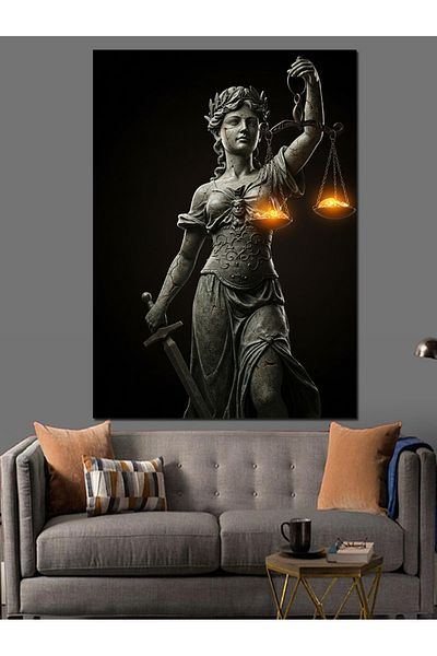 Tablomega Goddess of Justice and Scales Decorative Canvas - Mdf Wooden Painting