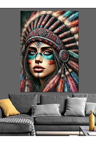 Tablomega Femeie indiana și decorațiuni tradiționale Pânză decorativă - Lemn MDF Pictură