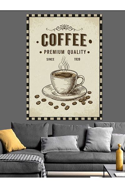 Tablomega Poster Premium Cafea Pânză Decorativă - Lemn MDF Pictat