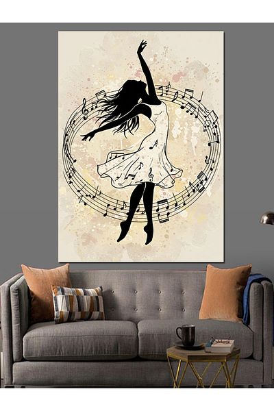 Tablomega Woman Dancing with Music Decorative Canvas - Mdf Wooden Painting