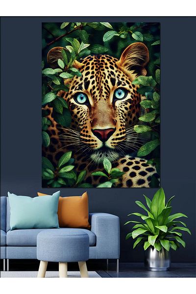 Tablomega Pânză Decorativă Leopard în Pădure - Lemn MDF