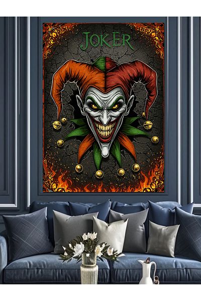 Tablomega Scary Joker and Smiling Face Decorative Canvas - Mdf Wooden Painting